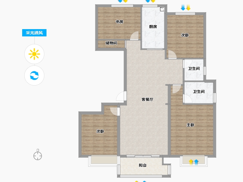 江苏省-无锡市-江阴中梁国宾府-131.73-户型库-采光通风