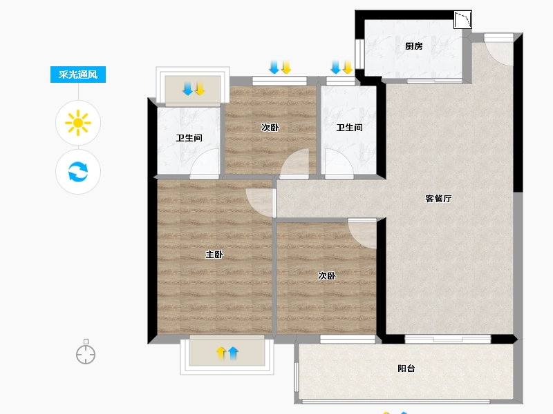 福建省-泉州市-中南漫悦湾-77.04-户型库-采光通风