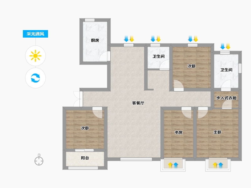 山东省-东营市-悦辰国际-107.03-户型库-采光通风