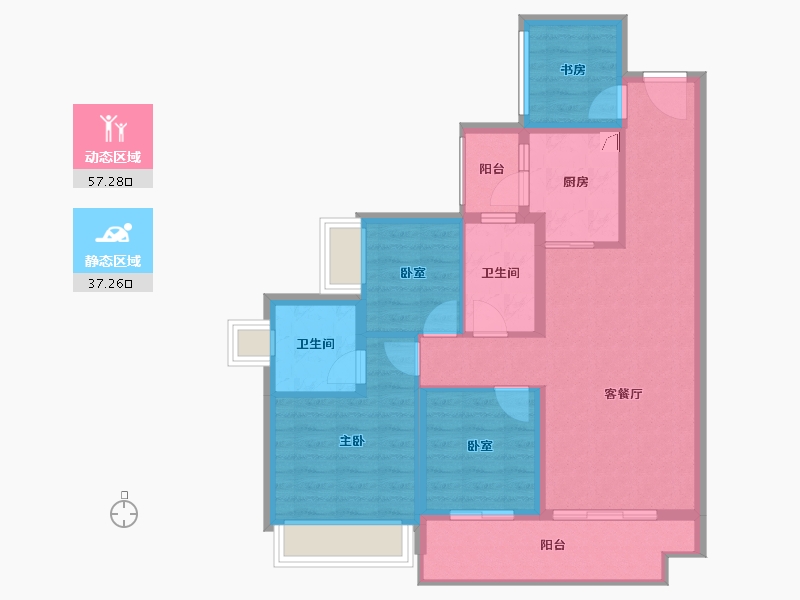 广东省-湛江市-海蓝奥园滨江一号-84.08-户型库-动静分区