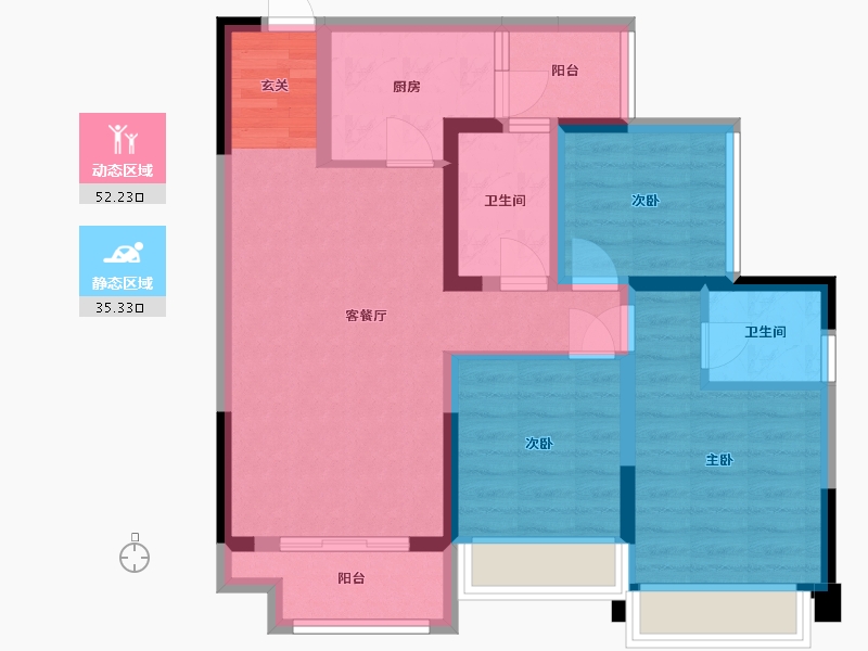 四川省-成都市-高登瑞华天地-76.73-户型库-动静分区