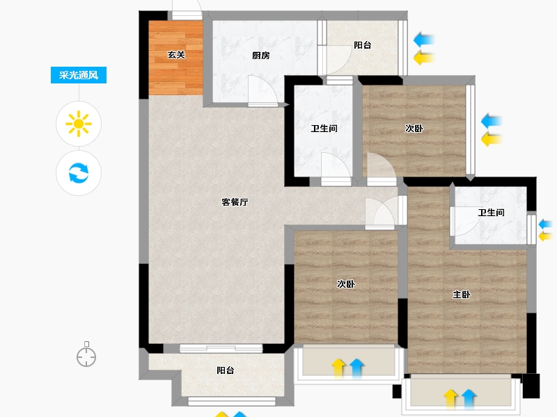 四川省-成都市-高登瑞华天地-76.73-户型库-采光通风