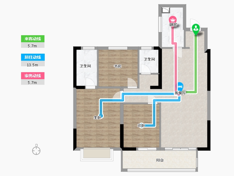 江苏省-徐州市-绿地国际博览城-94.40-户型库-动静线