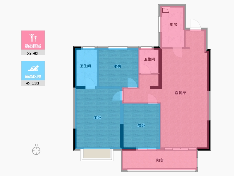 江苏省-徐州市-绿地国际博览城-94.40-户型库-动静分区