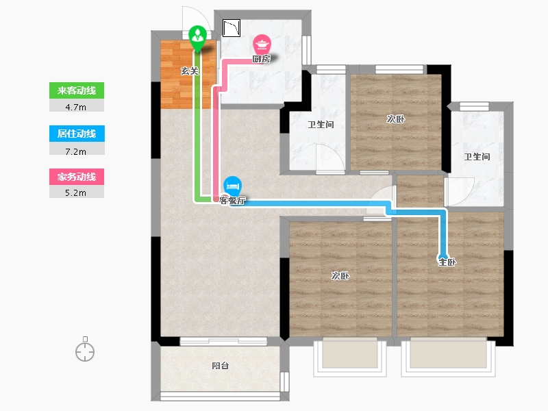 浙江省-金华市-福田金茂府-71.07-户型库-动静线