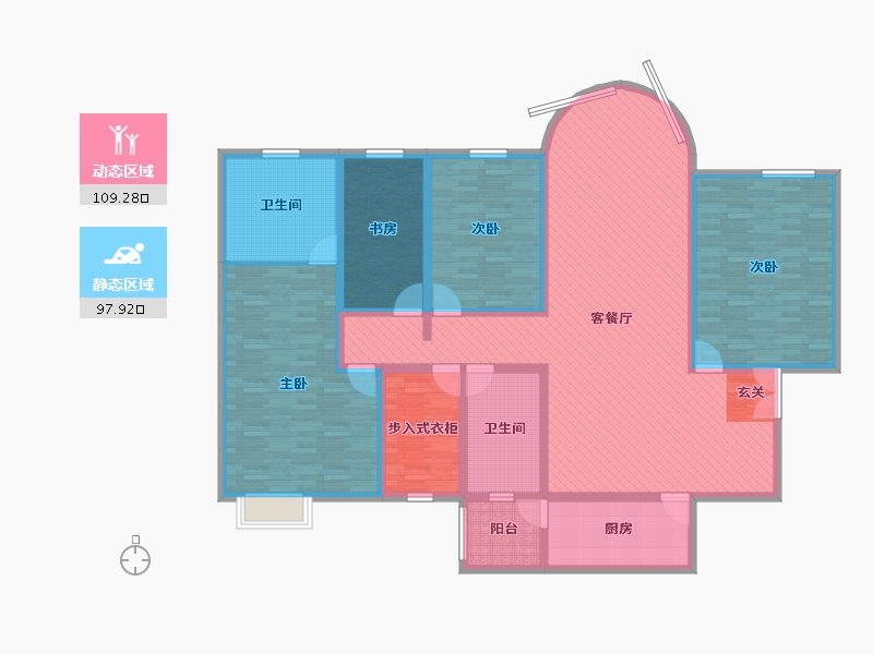 陕西省-西安市-东旭小区-185.46-户型库-动静分区