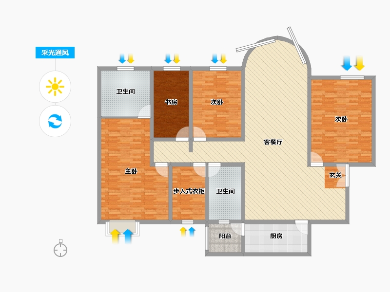 陕西省-西安市-东旭小区-185.46-户型库-采光通风