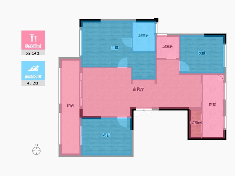 浙江省-温州市-桃园公园学府-93.75-户型库-动静分区