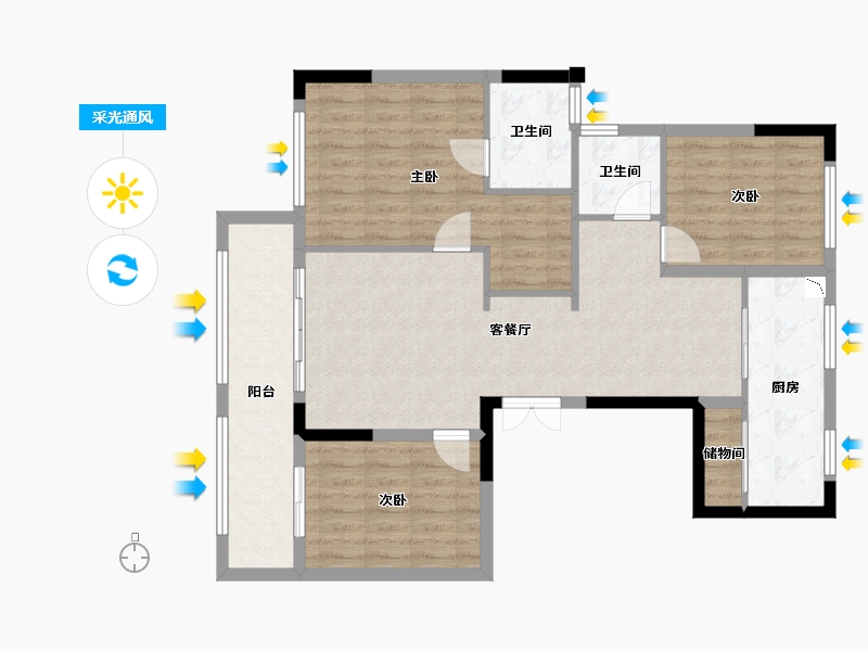 浙江省-温州市-桃园公园学府-93.75-户型库-采光通风