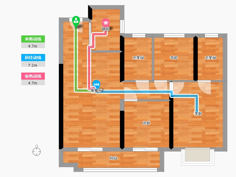 湖南省-长沙市-旭辉美的东樾城-69.42-户型库-动静线