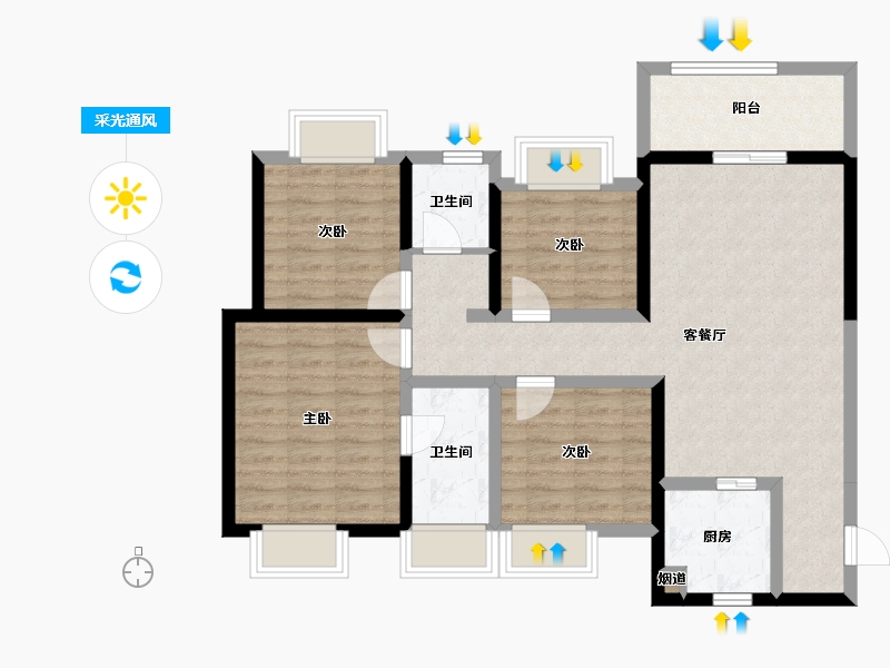 云南省-玉溪市-紫郡-91.44-户型库-采光通风