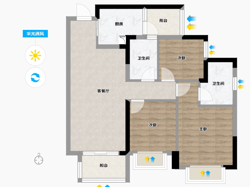 四川省-眉山市-江天樾-73.36-户型库-采光通风