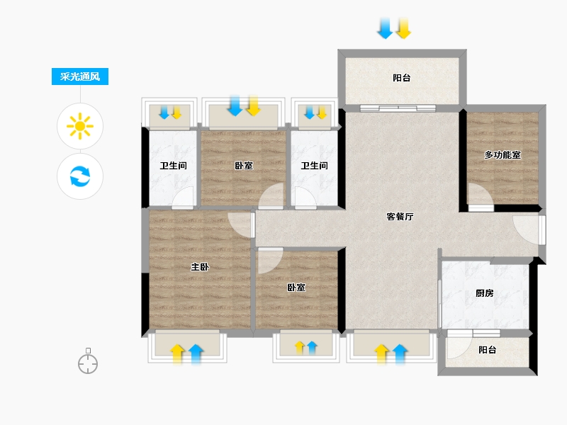 广东省-湛江市-卓越・御湖湾-91.49-户型库-采光通风