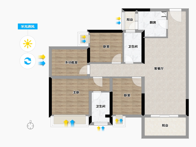 广东省-湛江市-卓越・御湖湾-91.54-户型库-采光通风