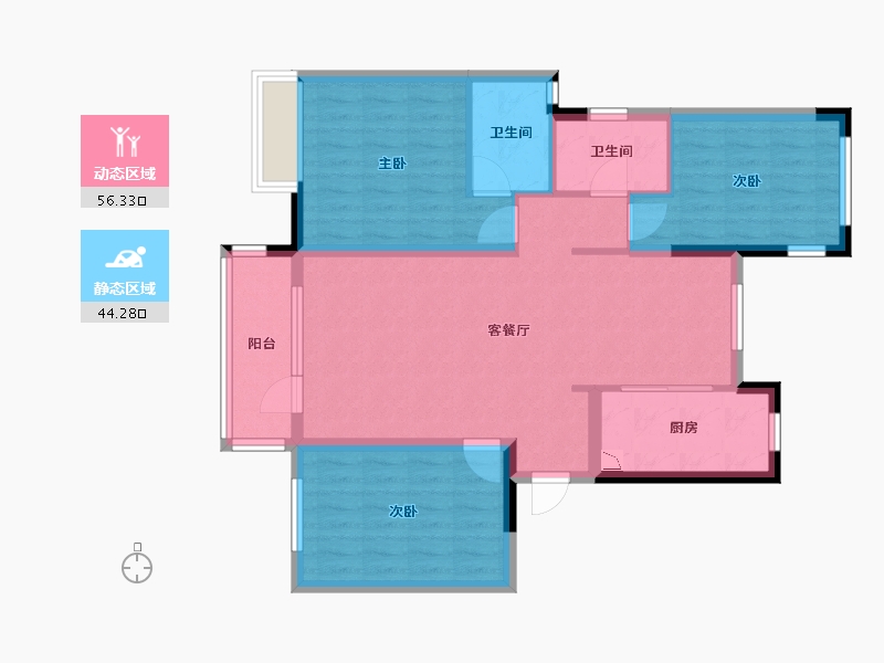 辽宁省-大连市-中海万锦公馆-89.65-户型库-动静分区