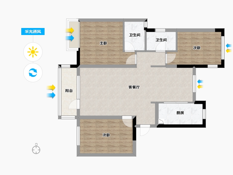 辽宁省-大连市-中海万锦公馆-89.65-户型库-采光通风