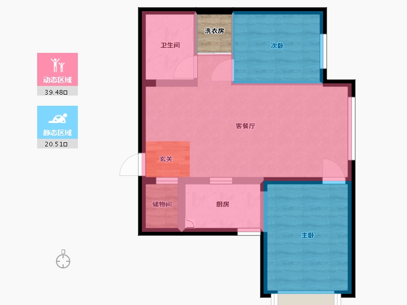 北京-北京市-橡树珑湾-54.87-户型库-动静分区