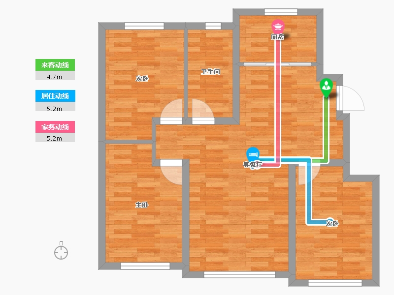 吉林省-长春市-万龙银河城西区-72.45-户型库-动静线