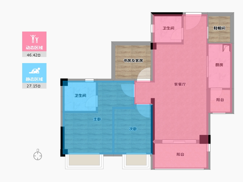 广东省-湛江市-广雅・金榜华庭-73.62-户型库-动静分区