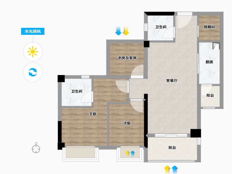 广东省-湛江市-广雅・金榜华庭-73.62-户型库-采光通风