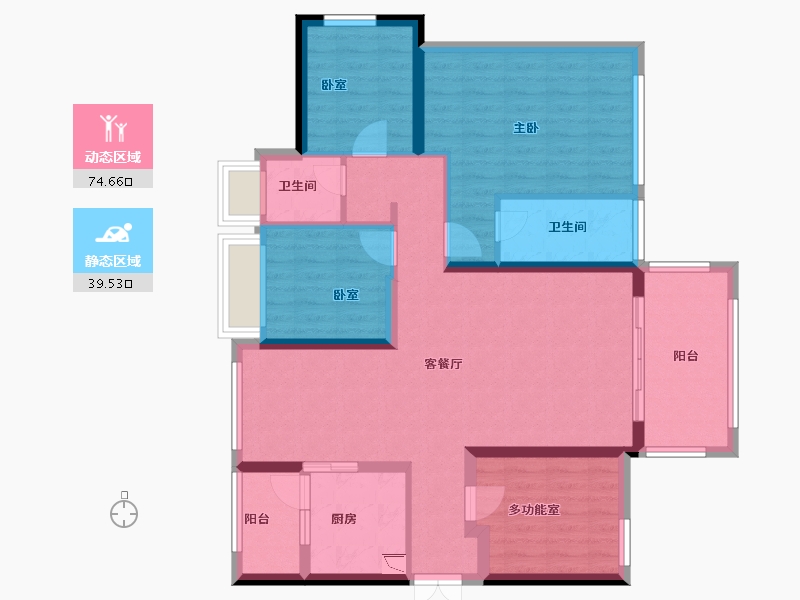 广东省-湛江市-飞鹏万荟世界・铂悦-101.51-户型库-动静分区