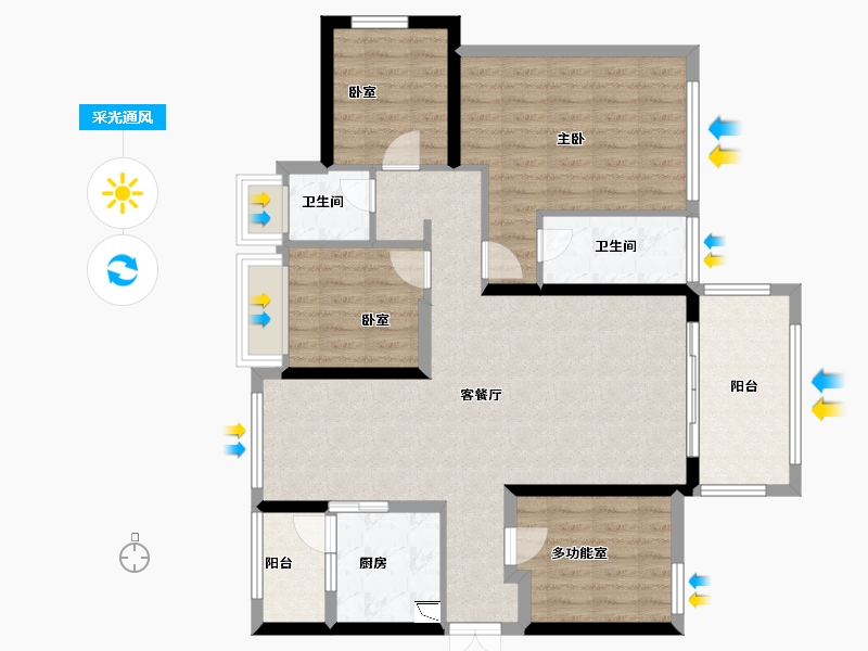 广东省-湛江市-飞鹏万荟世界・铂悦-101.51-户型库-采光通风