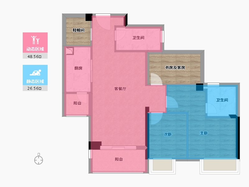 广东省-湛江市-广雅・金榜华庭-76.66-户型库-动静分区