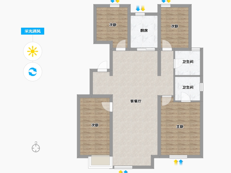 河北省-沧州市-孔雀城-97.54-户型库-采光通风