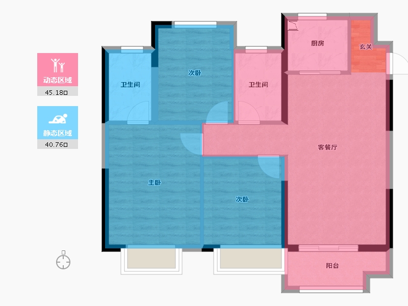 河北省-沧州市-中梁观沧海-76.92-户型库-动静分区