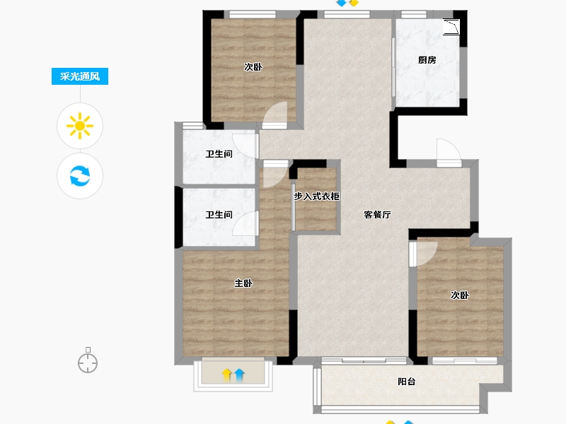 山东省-潍坊市-保利梧桐语-94.24-户型库-采光通风