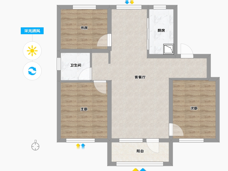 辽宁省-沈阳市-万科中德国际社区-70.38-户型库-采光通风