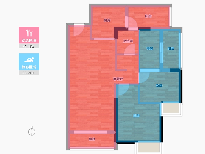 广东省-广州市-保利·花海湾-66.85-户型库-动静分区