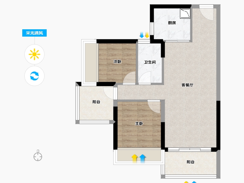 广东省-惠州市-兴飞花园-60.85-户型库-采光通风