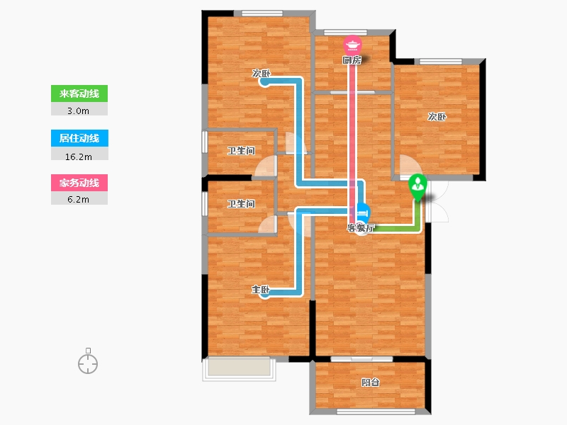 山东省-菏泽市-龙翔南湖公馆-107.00-户型库-动静线