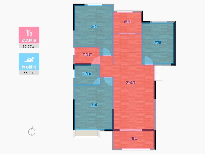 山东省-菏泽市-龙翔南湖公馆-107.00-户型库-动静分区