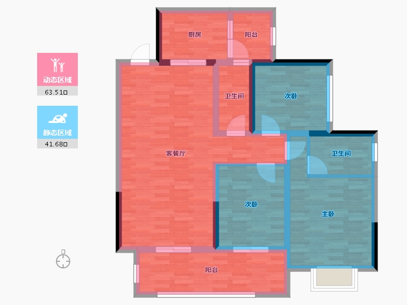 四川省-成都市-幸福东方白桦林-93.50-户型库-动静分区