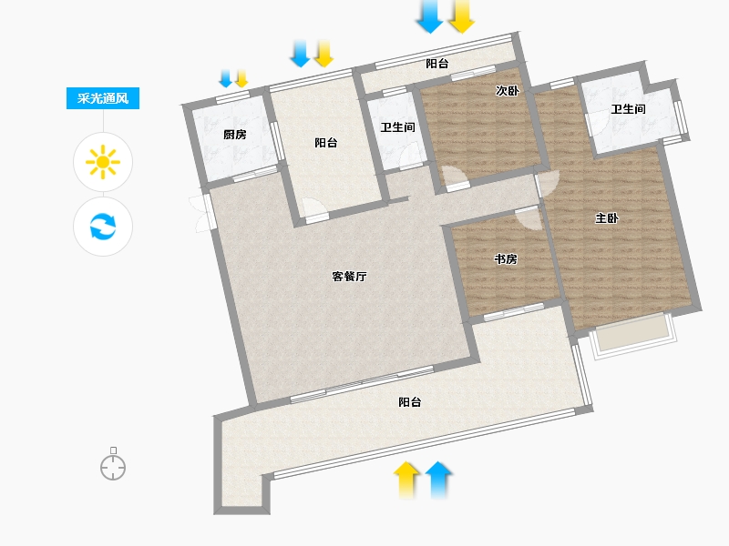 广东省-珠海市-万科金域蓝湾-161.17-户型库-采光通风