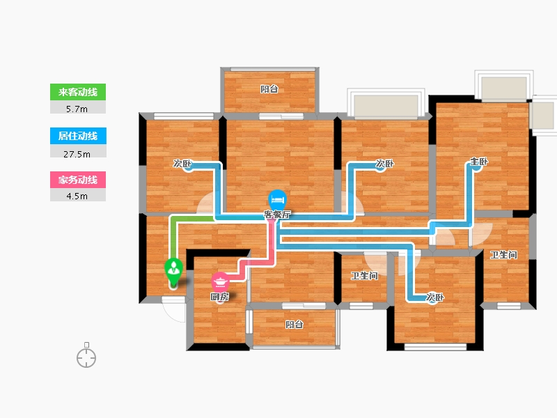 四川省-绵阳市-长虹橡树郡-90.40-户型库-动静线