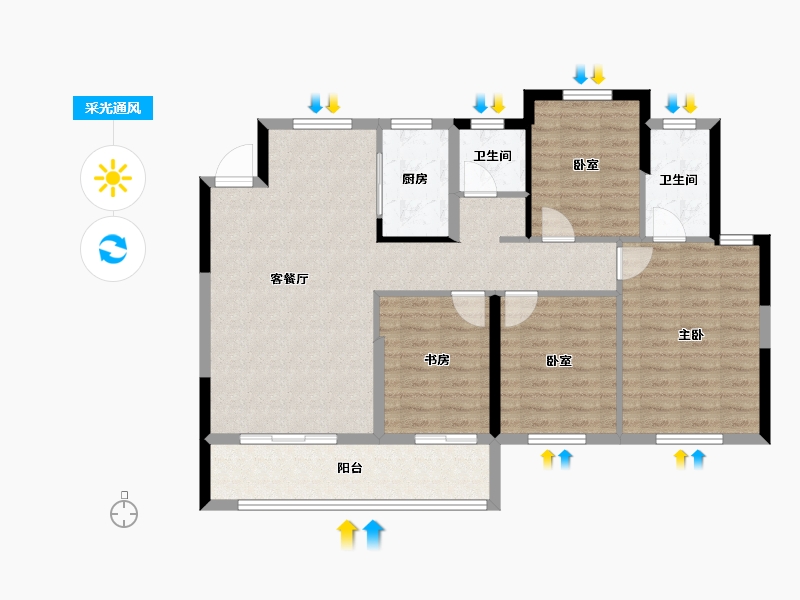 湖北省-孝感市-鼎观・壹�院-99.69-户型库-采光通风