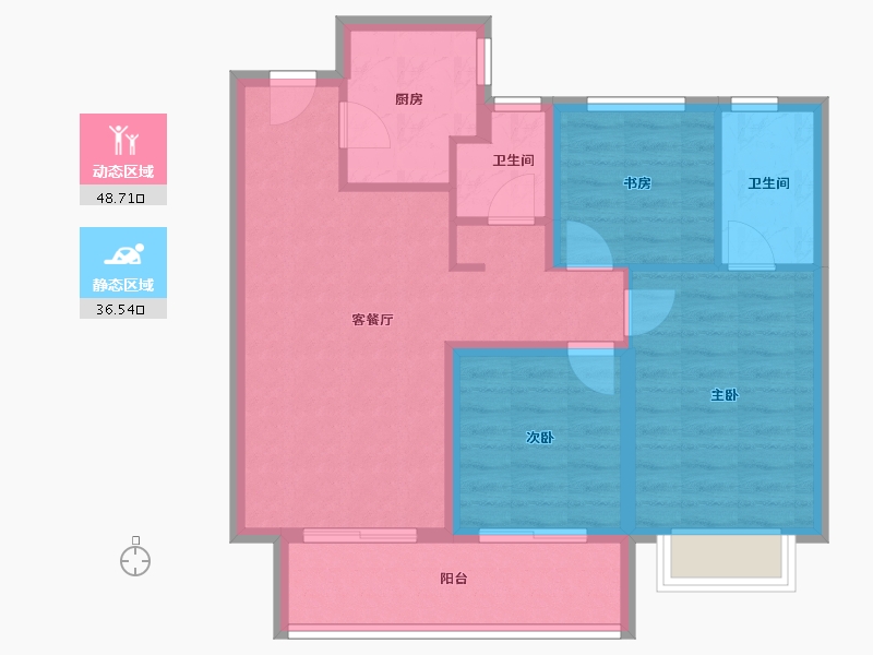 山西省-晋中市-阳光城文澜府-76.03-户型库-动静分区