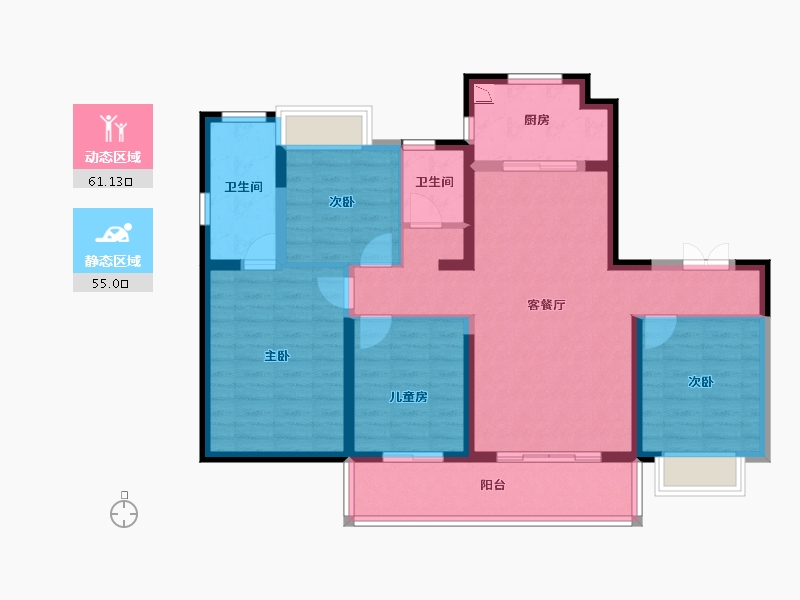 江苏省-无锡市-万科翡翠东方-103.47-户型库-动静分区