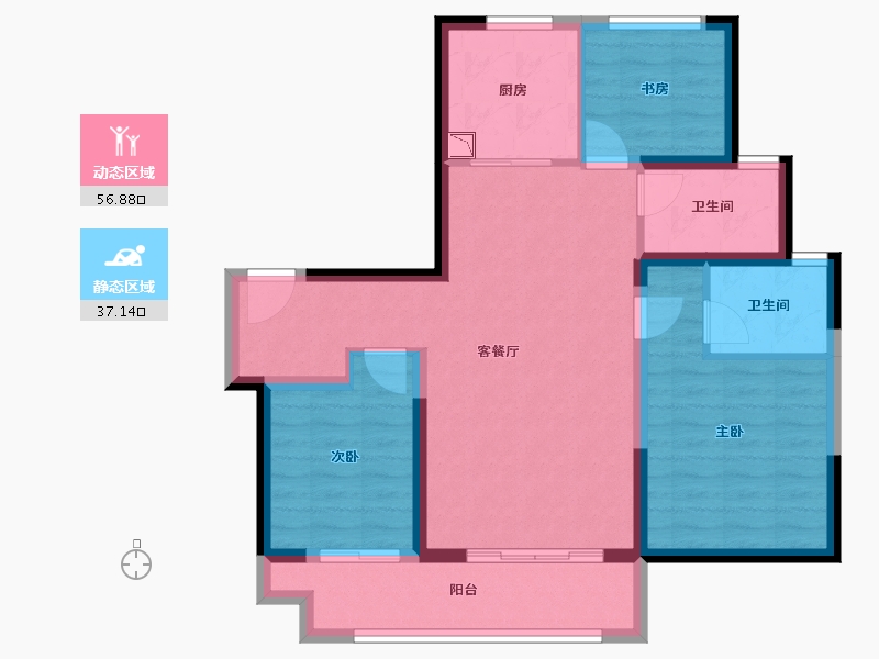 山东省-济南市-万科劝学里-83.56-户型库-动静分区