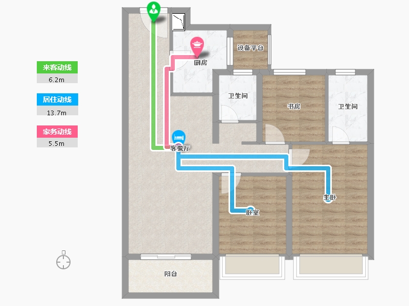 河北省-唐山市-禹洲凤凰府-86.64-户型库-动静线