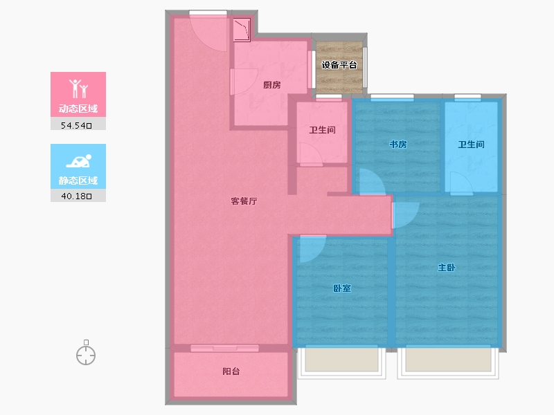 河北省-唐山市-禹洲凤凰府-86.64-户型库-动静分区