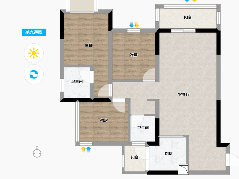 重庆-重庆市-金科城-75.77-户型库-采光通风