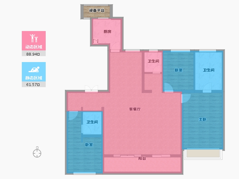 河北省-唐山市-禹洲凤凰府-139.04-户型库-动静分区