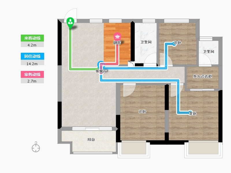 浙江省-嘉兴市-中天·熙景诚品-66.55-户型库-动静线