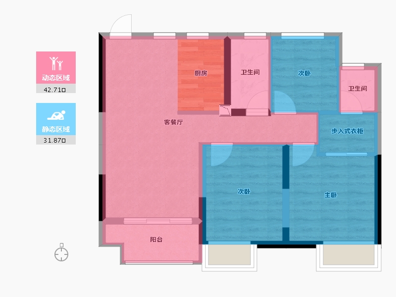 浙江省-嘉兴市-中天·熙景诚品-66.55-户型库-动静分区