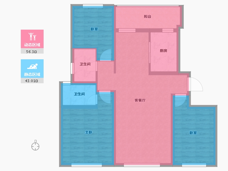 河北省-唐山市-滨海华府-88.31-户型库-动静分区