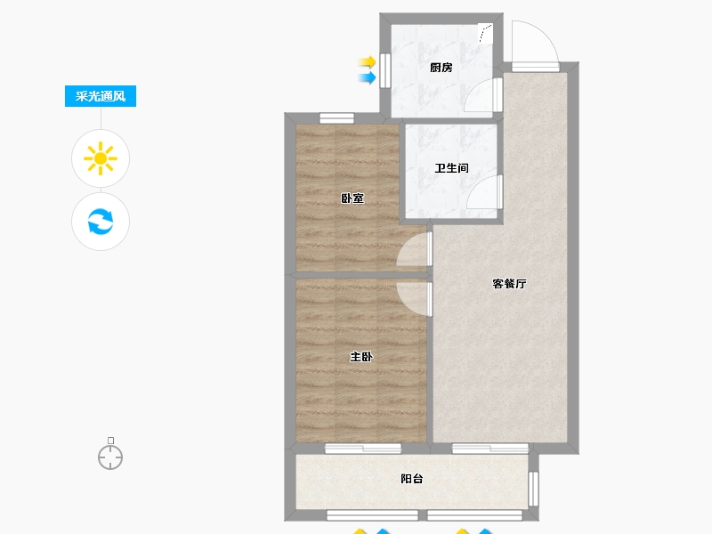 河北省-唐山市-绿城・蓝湾小镇-60.10-户型库-采光通风